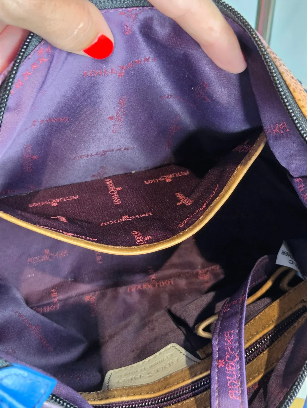 Anuschka Floral Hand Painted Leather Shoulder Bag - Picture 13 of 16